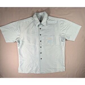 Del Mar Thoroughbred Club Embroidered Button Down Blue Shirt Men's Large Horses